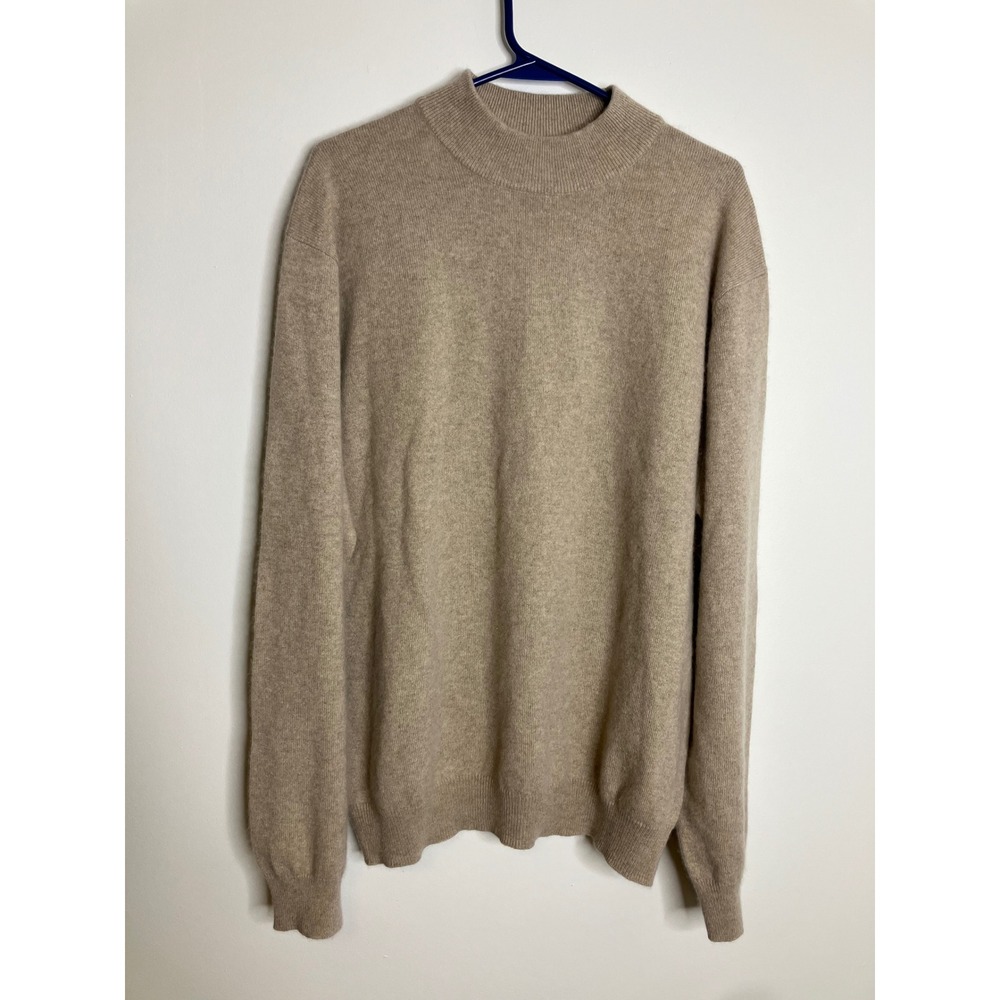 Joseph & Lyman Sweater Mens L Tan Beige Excellent 100% Cashmere Mock Neck Knit